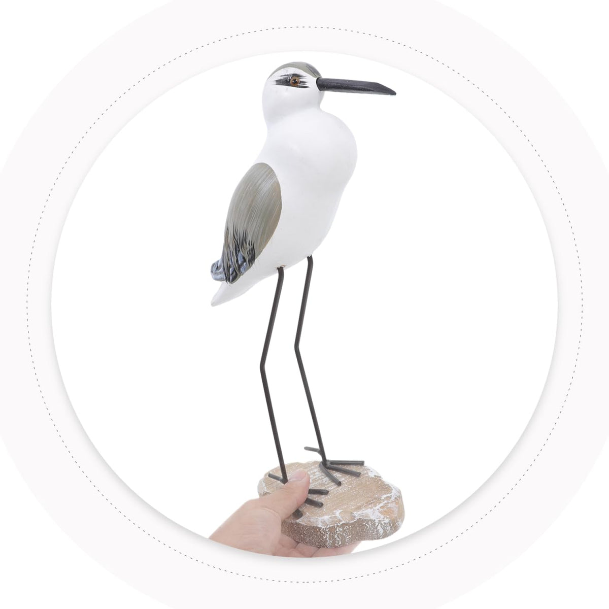 Seagull Ornaments Set 2 Wooden Coastal Bird Figurines for Home Nautical Tabletop Decorations Beach House Accents 14In X 8In