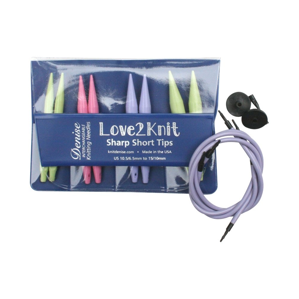 Love2Knit Sharp Short Tip Interchangeable Knitting Needles (US10.5-15, Pastel)