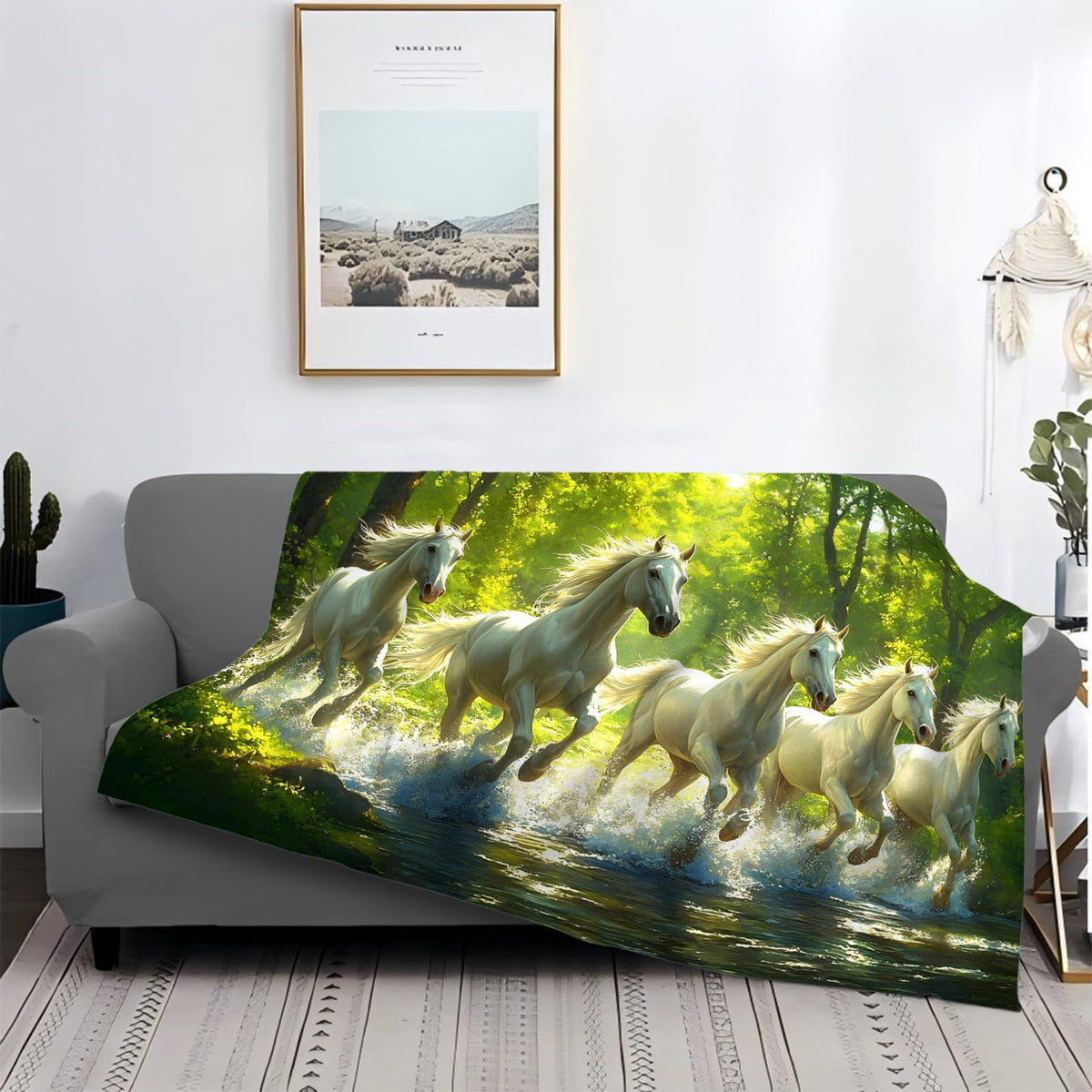Tijuboni Horses Throw Blanket Horse Gifts for Girls Boys Women Men Kids Adults Soft Flannel Fleece Blanket for Couch Sofa Bed Home Decor 40"x50"