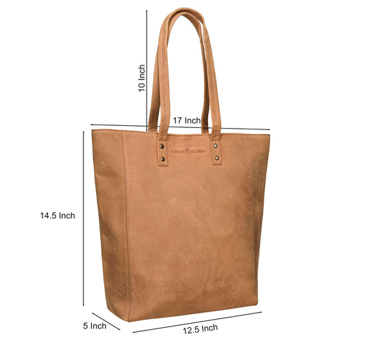 ANTONIO VALERIA Ava Cognac Premium Leather Tote/Top Handle Shoulder Bag for Women