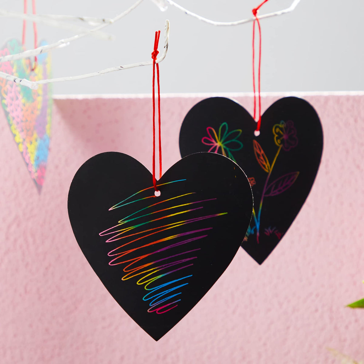 JOYIN 36 Packs Valentines Day Gifts Cards for Kids Magic Color Scratch Heart Rainbow Scratch Paper Heart Valentine Crafts and Art for Kids Classroom Exchange Create Rainbow Art Without Ink
