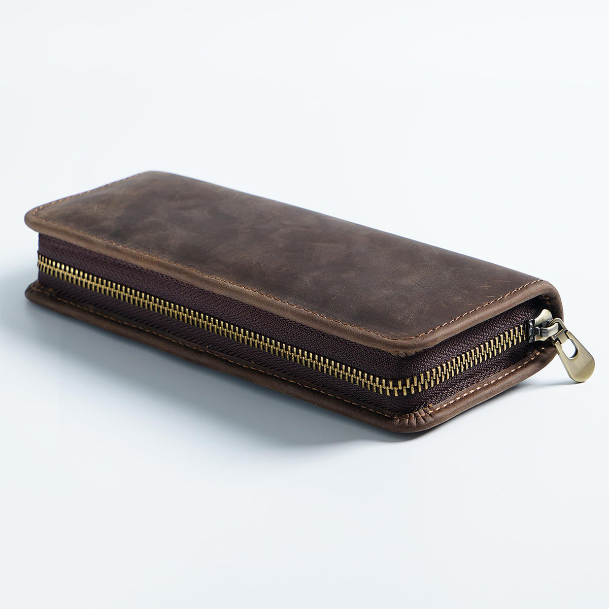 MIVLXLX Leather Pencil Case Organizer, 10 Wooden Pencils Portable Pen Case Storage for Drawing Pencils and Markers (coffee)