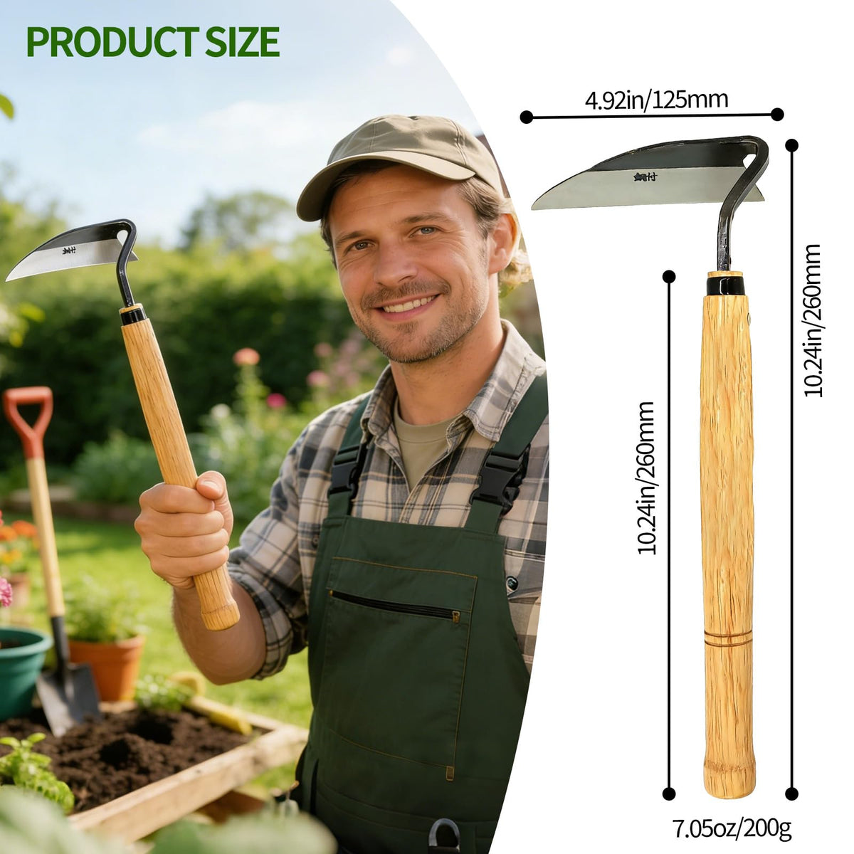 Japanese Weeding Sickle Very Sharp Edge Quick Work (Full Size)