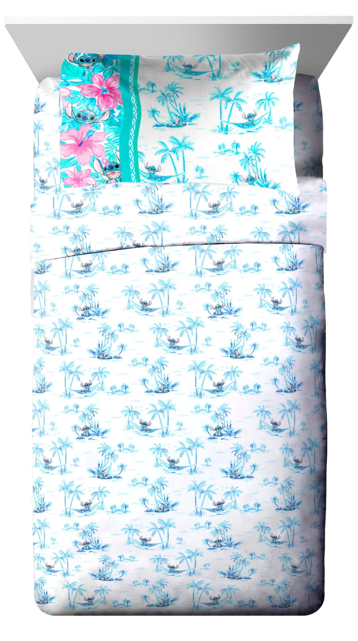 Jay Franco Kids Comforter Set Includes Sheets and Pillow Covers - Soft and Cozy Bed Set for Stylish Room Decor, Multi - Lilo and Stitch 02, 5 Piece Twin Bedding