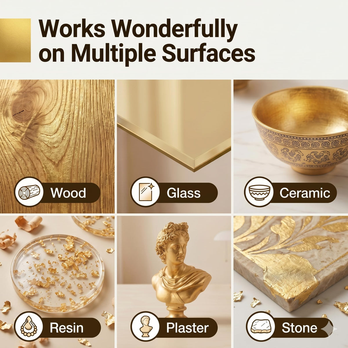 Snailmart Gold Leaf Kit, 100ml Water-Based Metal Leaf Glue and 100ml Protective Varnish, Gold Leaf Sheets 100 pcs, 2 Brushes, for Craft, Painting and Arts