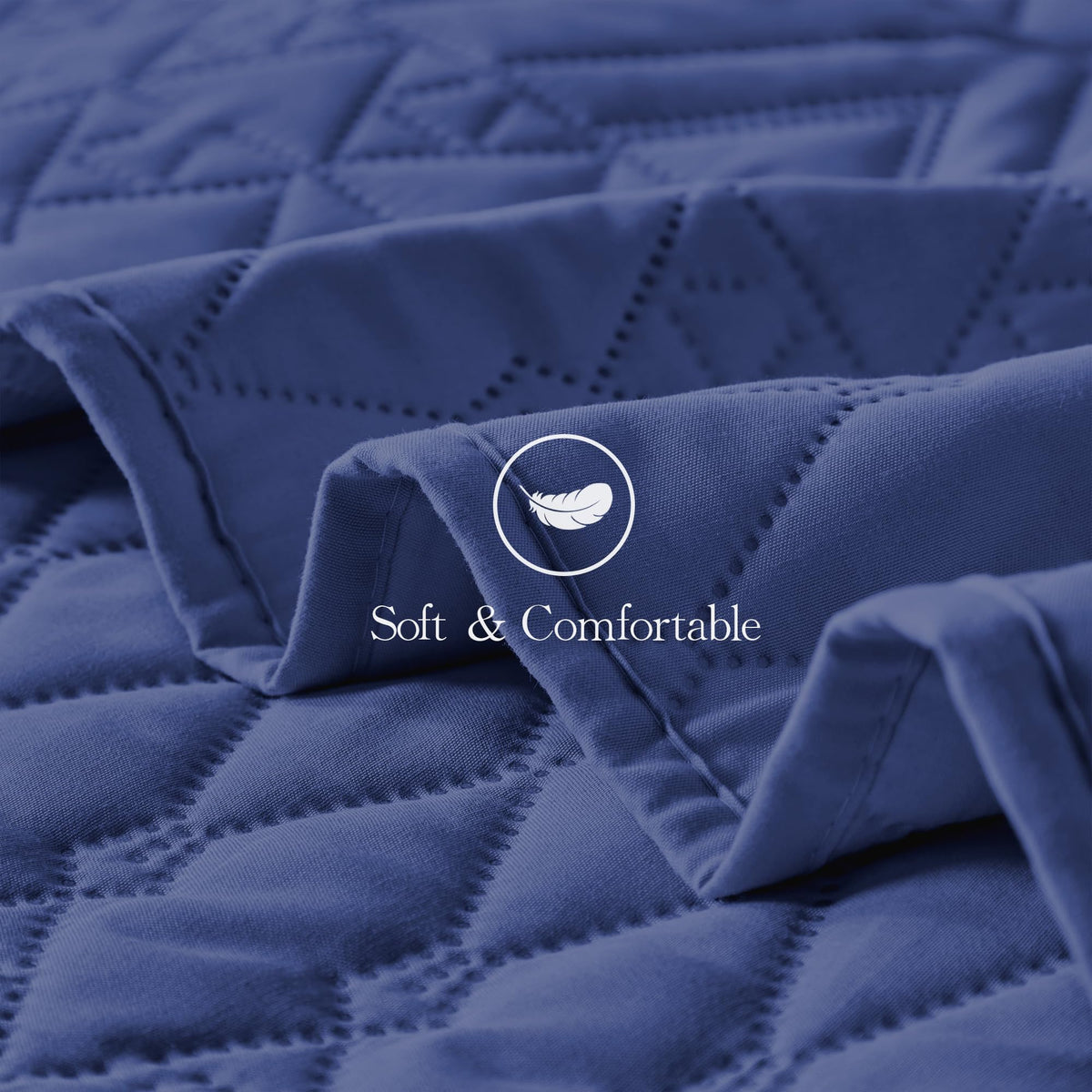 akkialla Full/Queen Size Quilt Bedding Set,Navy Blue Lightweight Microfiber Soft Bedspread,Modern Style Geoetric Pattern Coverlet Set for All Seasons,3 Piece(1 Quilt,2 Pillow Shams)