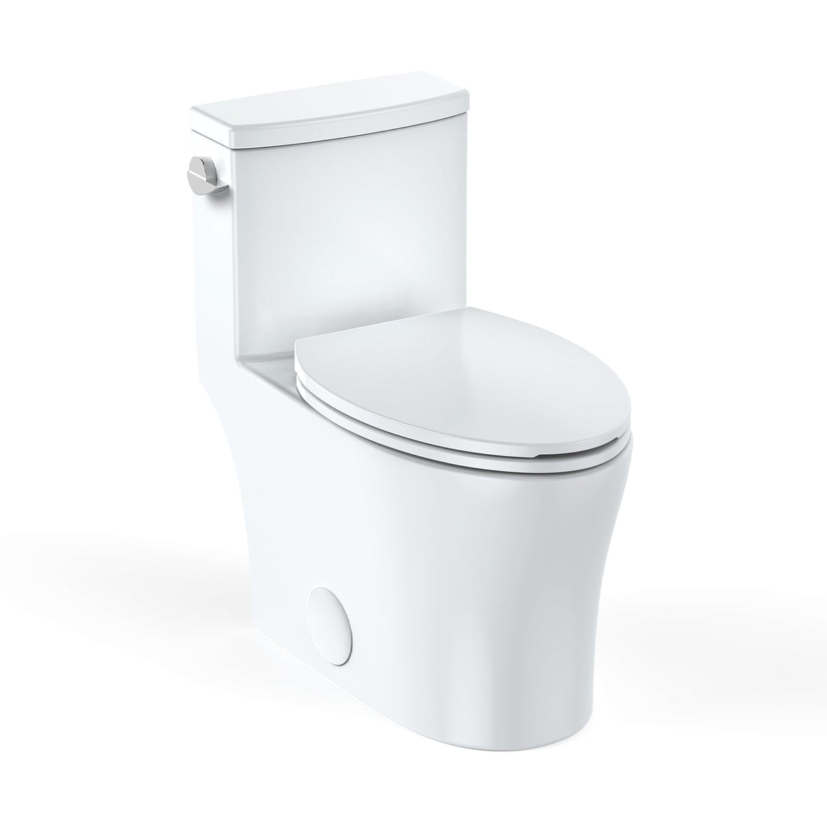 Toilet White One-Piece, Water Efficient Single Flush 3/4.8L, Soft-Close Seat, Side Push Handle, Quick Install, Modern Home Bathroom Toilet, Comfortable Elongated Bowl, Low Consumption, Easy Cleaning