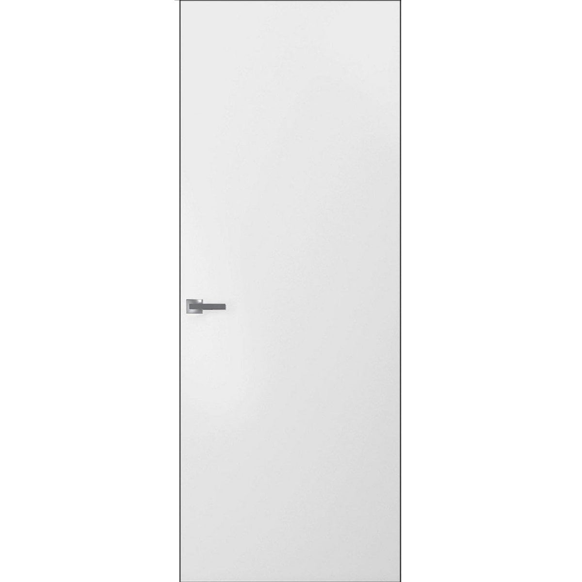 SARTODOORS Interior Invisible Solid Hidden Door with Handle | Planum 0010 Primed with Black Hidden Frame 24" x 80" Right-Hand Inswing | Concealed Hinges Lock Handle | Modern Wood Frameless Doors