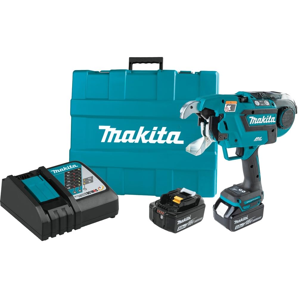 Makita XRT02TK 18V LXT® Lithium-Ion Brushless Cordless Deep Capacity Rebar Tying Tool Kit (5.0Ah)