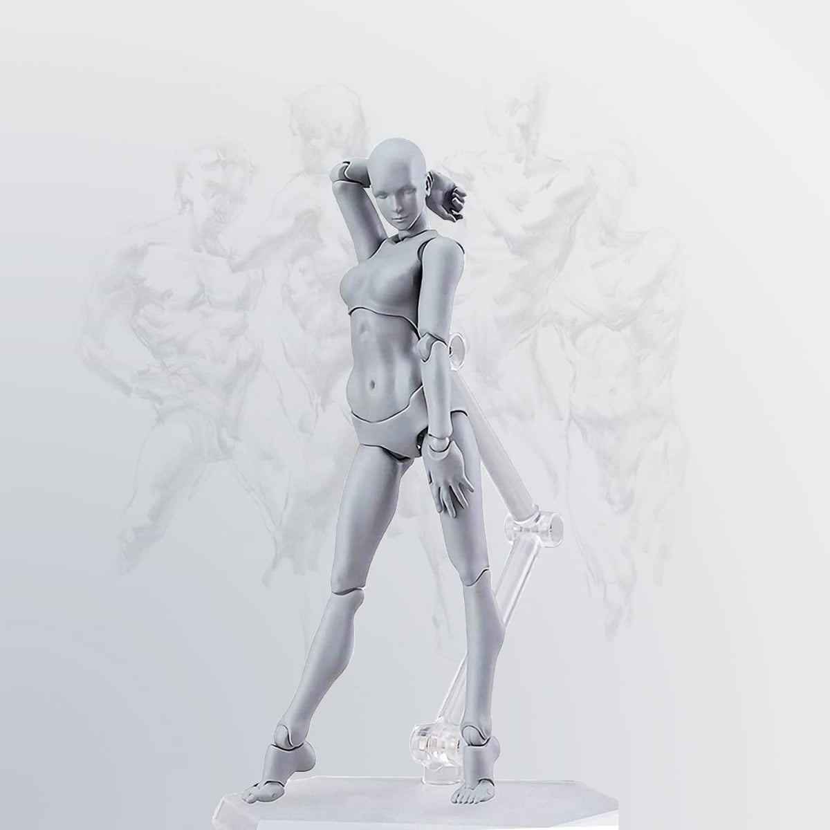Haniforever Artists Manikin Art Mannequin Figures Supplies Drawing Tools,Small Drawing Figure Model for Sketching,Painting,Action Figures Male+Female Set(Grey)