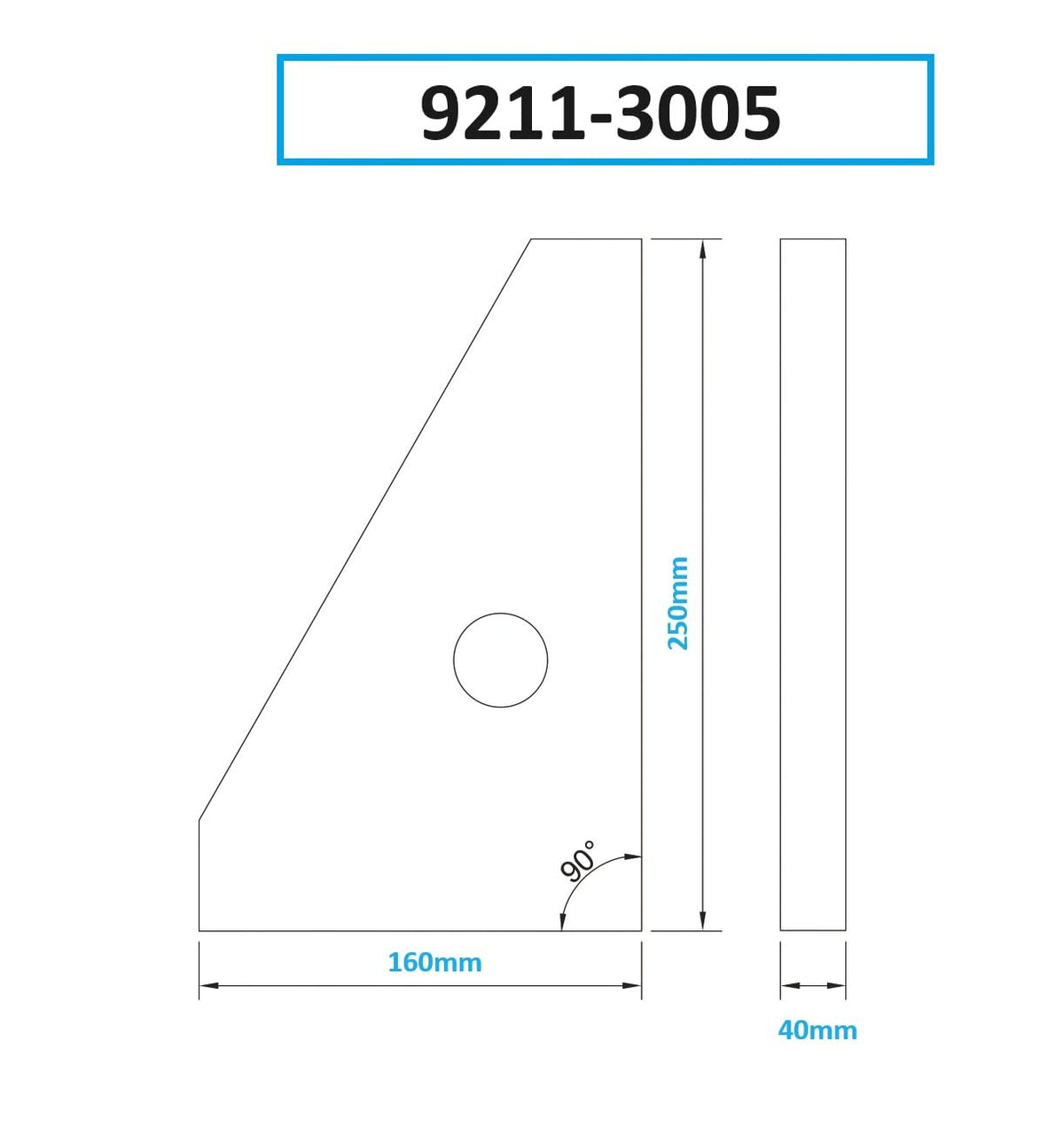 Dasqua 9211-3005 00 Precision Granite Square Grade, 250 x 160 x 40mm