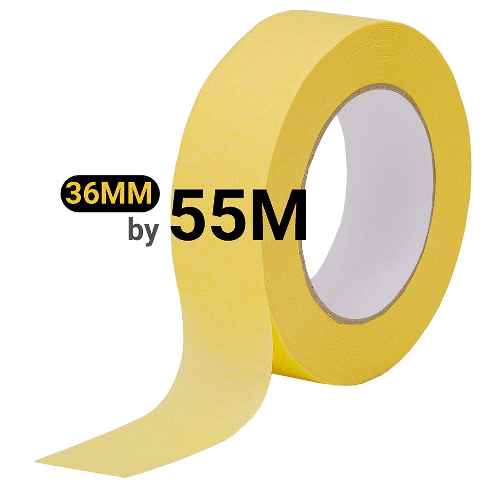 Lichamp 10-Pack Automotive Refinish Masking Tape Yellow 36mm x 55m, Cars Vehicles Auto Body Paint Tape, Automotive Painters Tapes Bulk Set 1.4-inch x 180-foot x 10 Rolls (600 Total Yards)