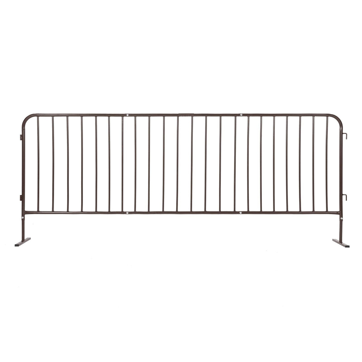 Heavy Duty Interlinked Steel Crowd Control Barricade – Removable Flat Feet, Durable Powder-Coated, Weather Resistant Safety Barrier for Events, Construction, Parking, Pedestrian Zones – 8.5FT, Brown