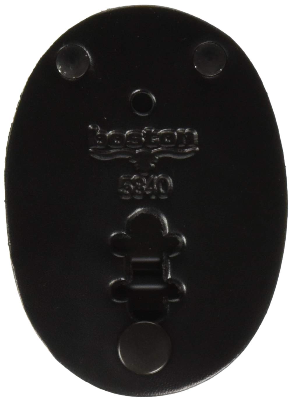Boston Leather Oval Clip on Badge Holder Plain Finish (Black Leather)