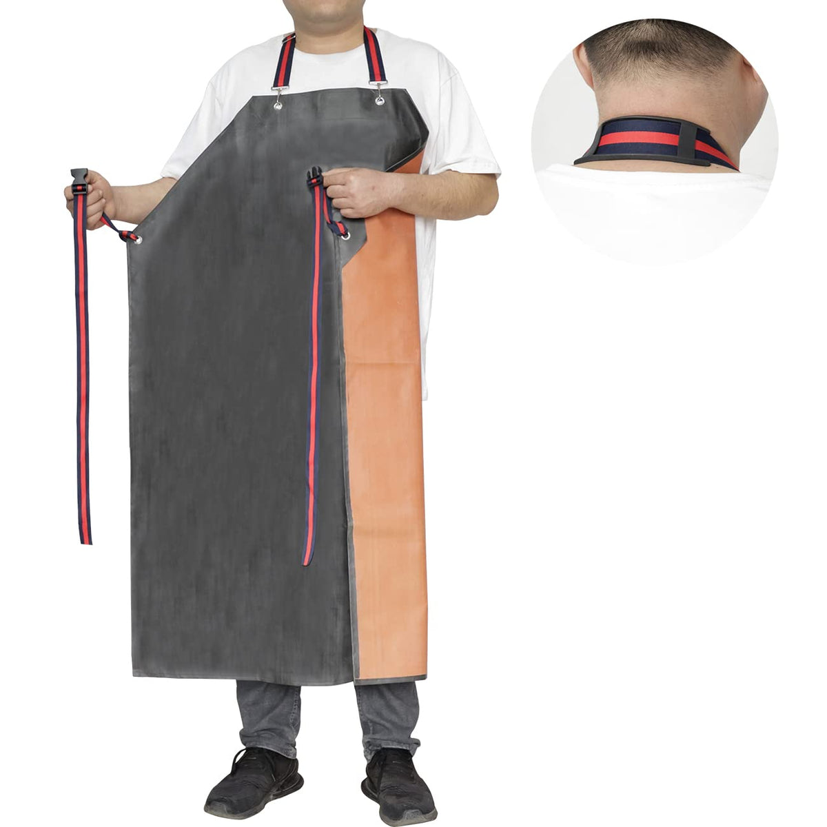 ETBOL Thick Rubber Apron,Professional Waterproof Chemical Oil Resistant Aprons for Dishwashing,Dog Grooming,Butcher(1 pack)