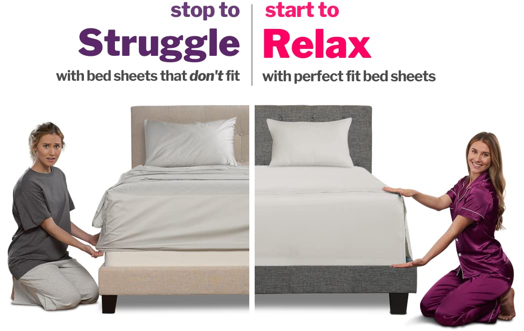 Extra Deep Pocket King Size Sheets – 21” King Sheet Sets Deep Pocket – [4 Piece Set] King Bed Sheets Oversize Flat Sheet, Fitted Sheet, 2 Zippered Pillowcases – 18”–23” Deep Pocket King Sheets – White