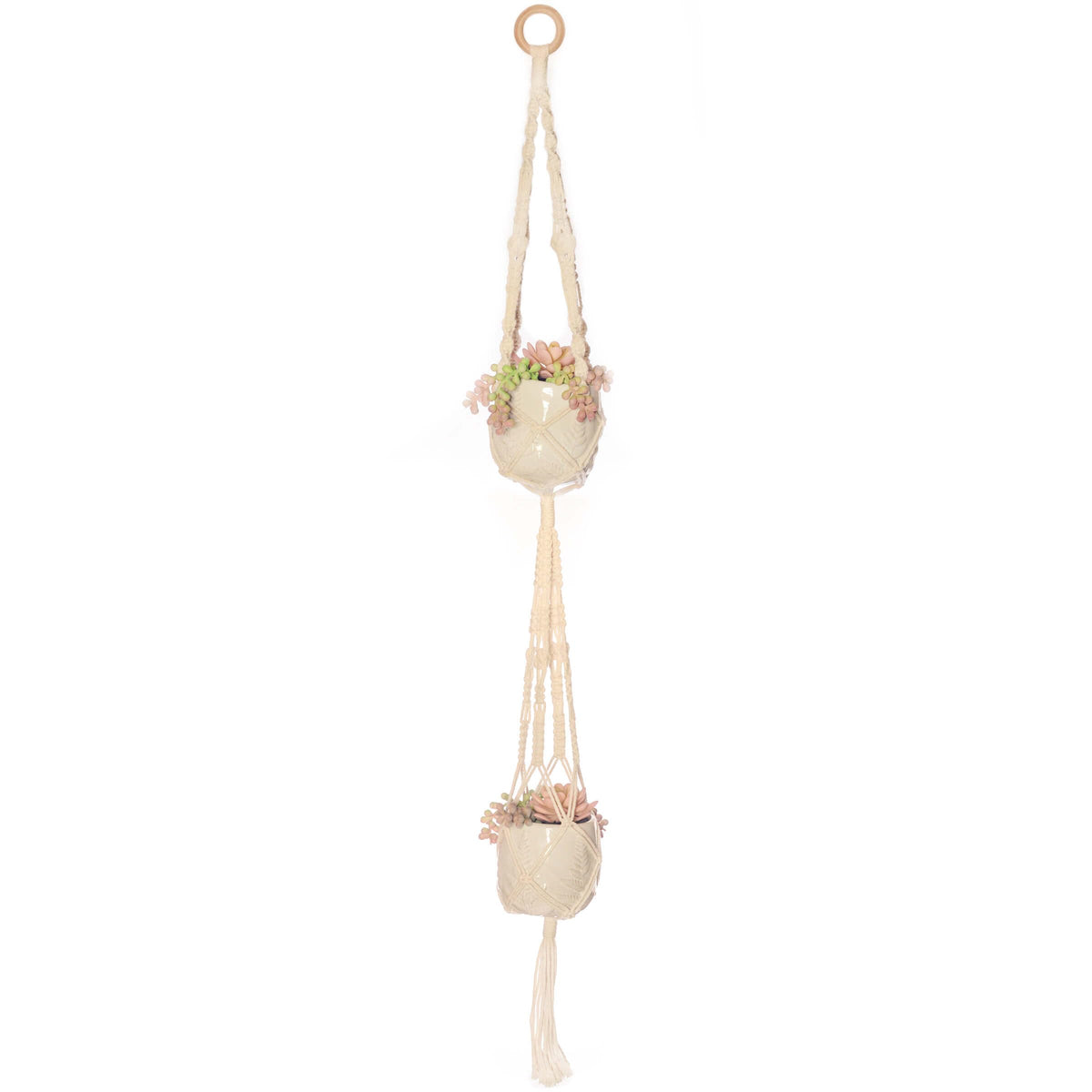Solid Oak Macrame Hanging KIT DBL, Double Plant Hanger