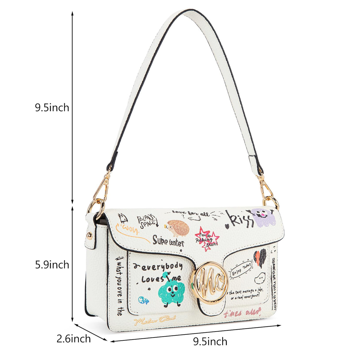 Milan Chiva Crossbody Bags for Women - Small Cross Body Purse Shoulder Bag, Cute Purse Handbags for Daily Commute Travel MC-619-1WT