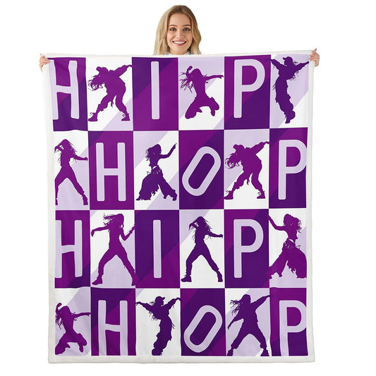 Feelyou Hip Hop Style Throw - Street Dance Fleece Sherpa Blanket for Couch, Chair, Sofa - Warm Plush Throw 50"x60" - Purple Design - Room Decor - Youth