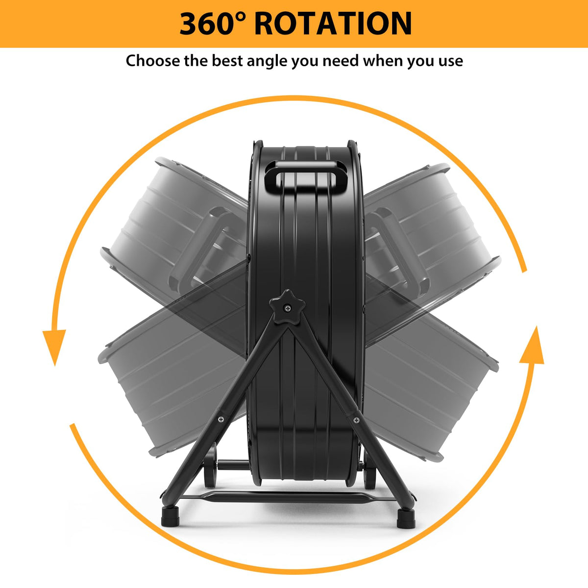 Towallmark 24 Inch High Velocity Industrial Drum Fan, 3 Speed Heavy Duty Metal Floor Fan, 360 Degree Tilt Barrel Fan for Warehouse, Workshops, Garage, Factory and Basement