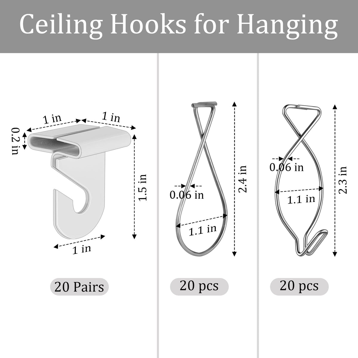 Philbinden Drop Ceiling Hooks for Hanging, Drop Ceiling Clips Suspended T-Bar Hooks for Home/Classroom/Office/Wedding Hanging Plants (80, Large)