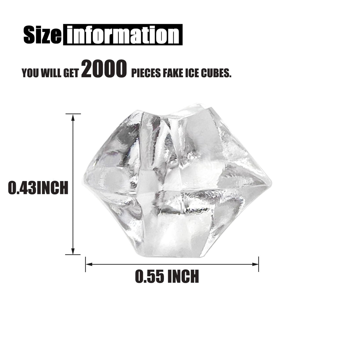 LYFJXX Vase Fillers, 2000 pcs 0.43 x 0.55 inch Fake Ice Rocks, Acrylic Ice Cubes Fake Rocks Fake Crushed Ice Rocks Acrylic Gems for Centerpieces