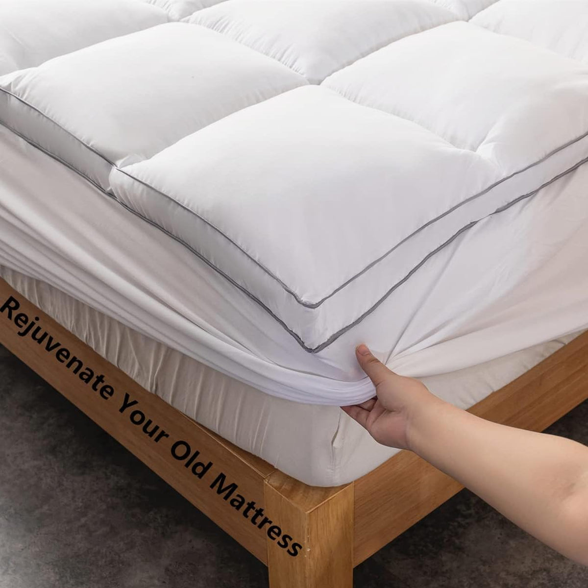 DROVAN Mattress Pad King Size - Extra Thick Mattress Cover - Pillow Top Deep Pocket with Breathable 7D Spiral Fiber Filling Cooling Mattress Topper