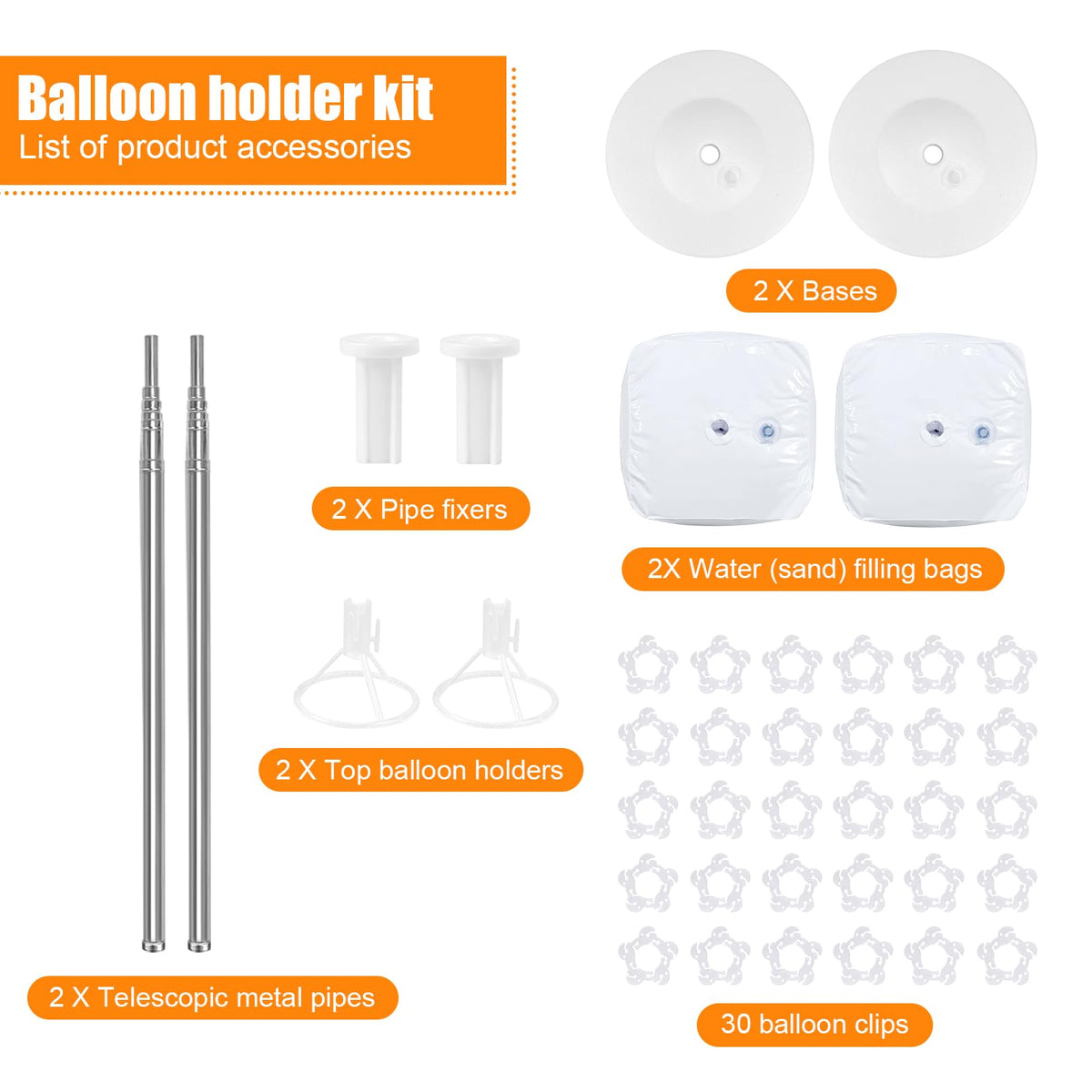 Balloon Column Stand Set of 2, 6.6ft Balloon Arch Stand Adjustable Balloon Column kit with Base Telescopic for Baby Shower Wedding Birthday Graduation Party Decorations (2)