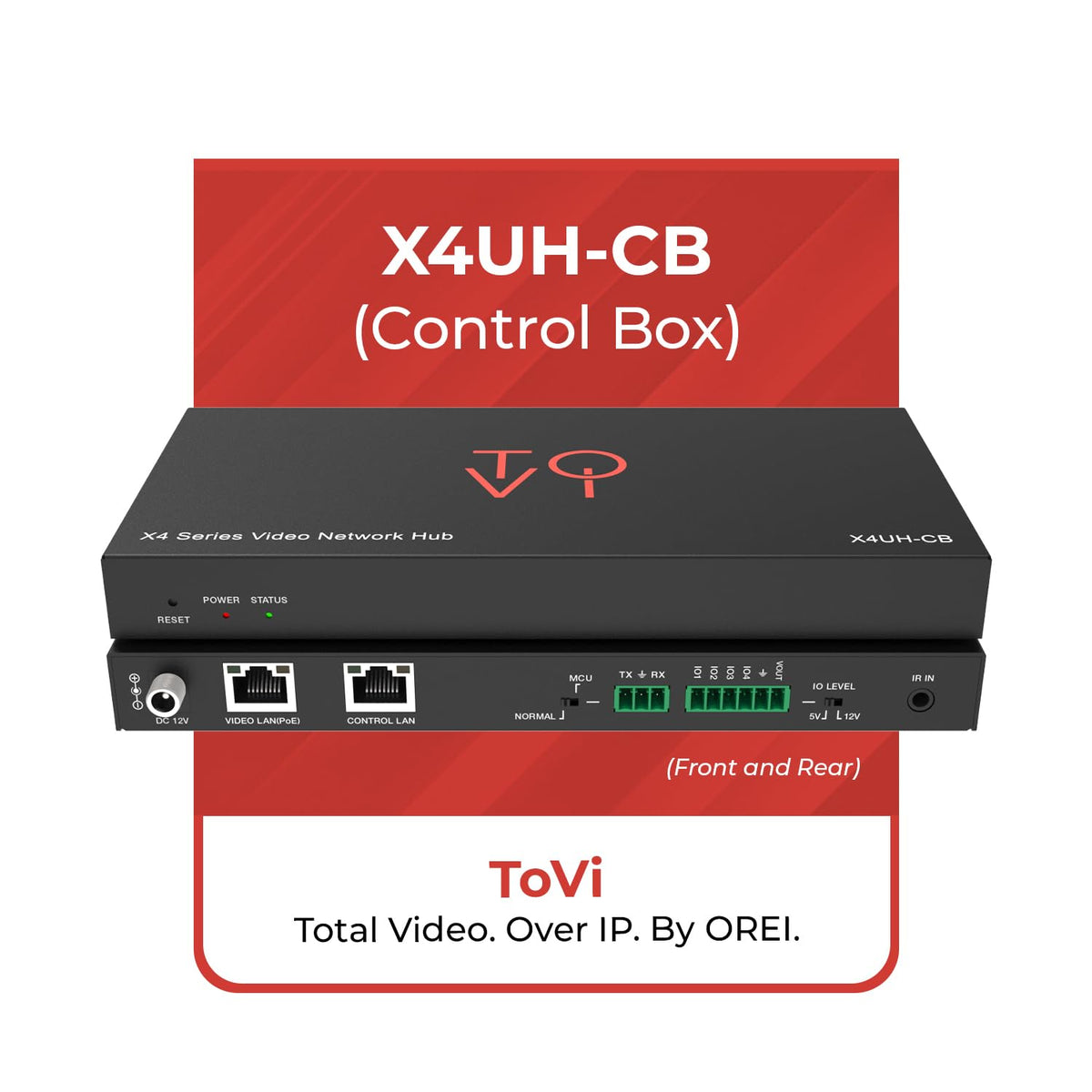ToVi X4UH-CB AV Over IP Network Hub with Dual LAN Ports, RS-232 IR KVM CEC Control, PoE, HTTPS/SSH Security, Web GUI Management for AV Distribution