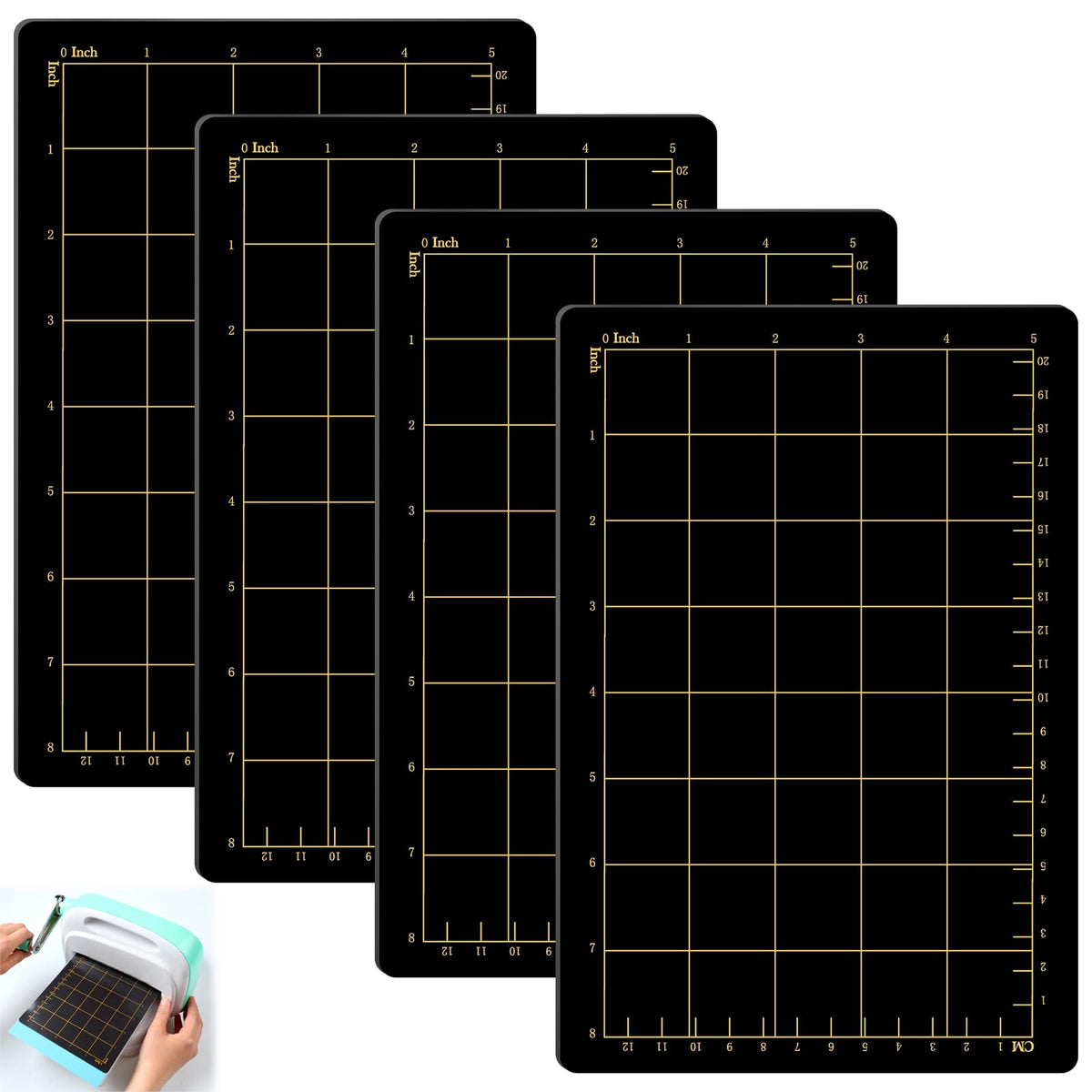 Copkim 4 Shims 6'' x 9" Magnetic Shim with Card Size Grids Die Cutting Machine Accessories Black Embossing Machine Pads for Die Cutter