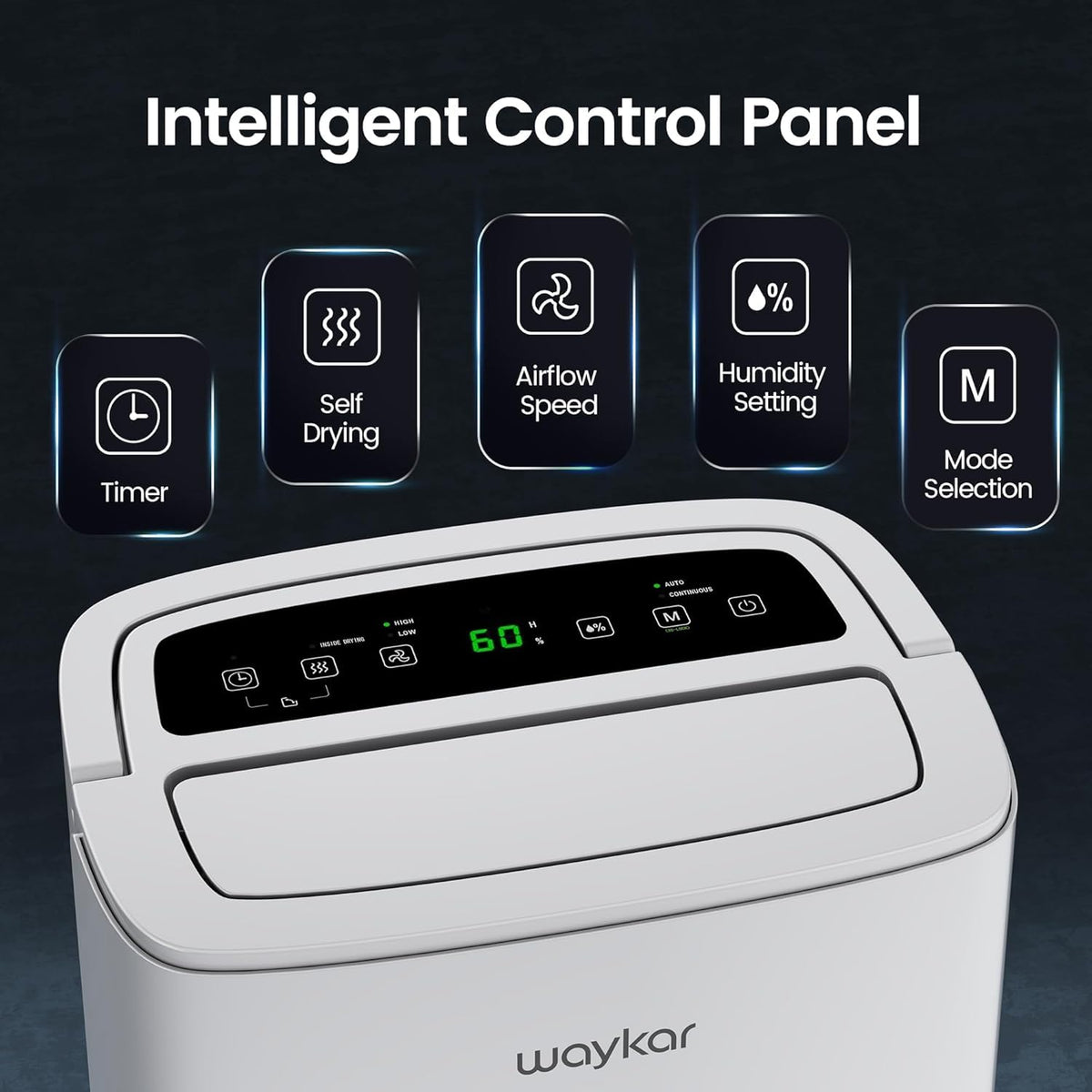 Waykar 5,500 Sq. Ft. 80 Pints 2025 Energy Star Dehumidifier for Home and Basement with Auto or Manual Drainage, Ideal for Large Rooms, Portable, Auto Defrost and Self-Drying