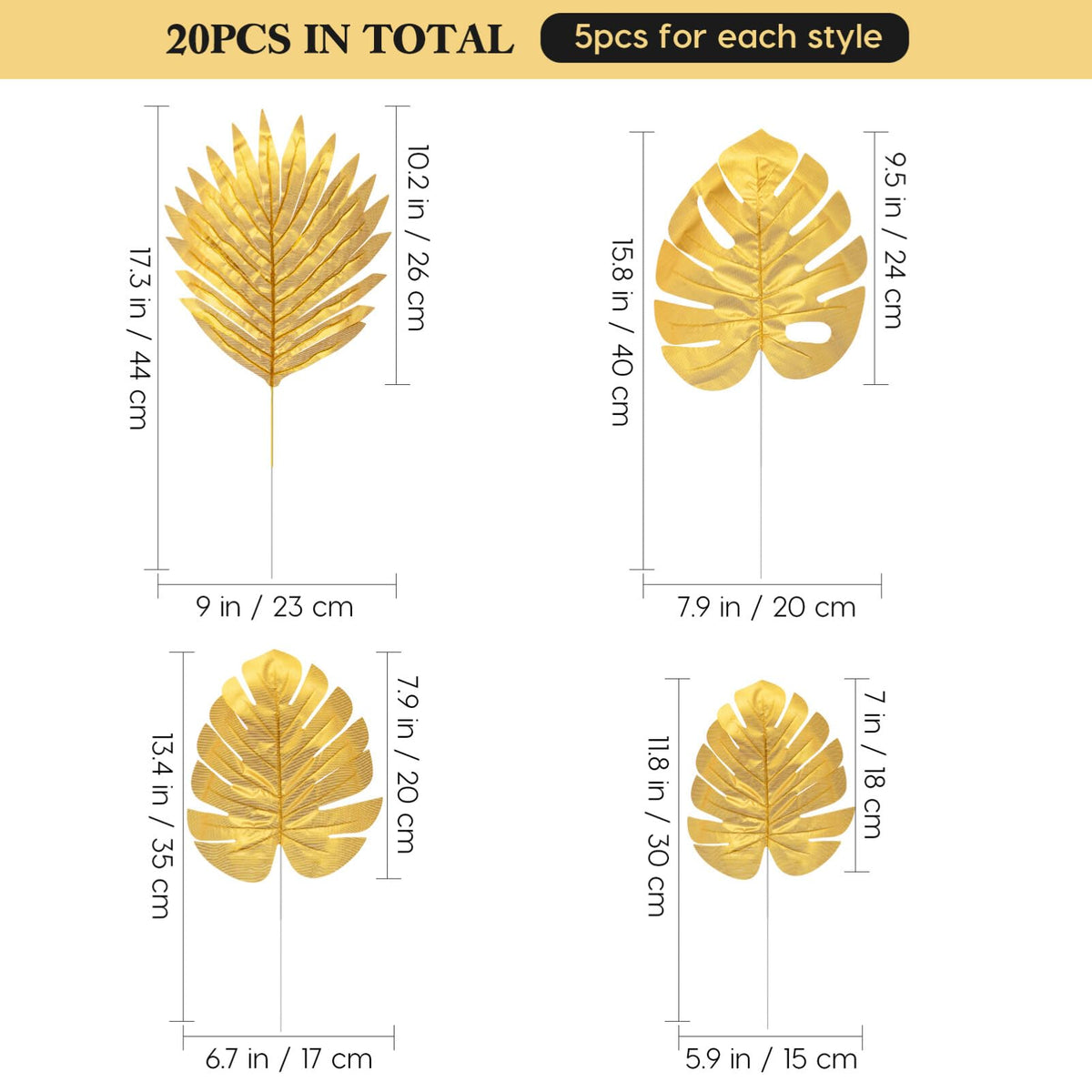 BESTOYARD 20pcs Artificial Plants Palm Leaves Plastic Gold Tropical Party Leaves Decorations Wedding Decorations Simulated Golden Turtle Leaf