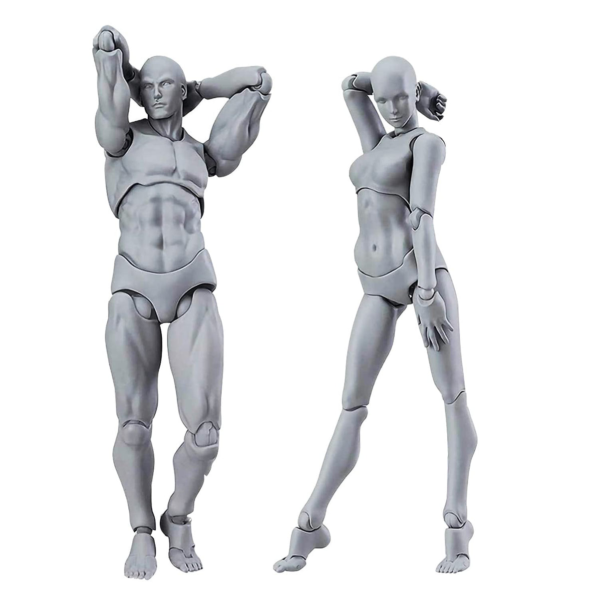 Haniforever Artists Manikin Art Mannequin Figures Supplies Drawing Tools,Small Drawing Figure Model for Sketching,Painting,Action Figures Male+Female Set(Grey)