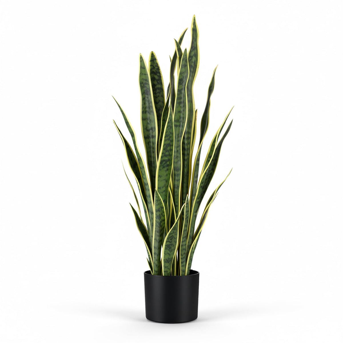 KOL 3ft Artificial Snake Plant, Fake Sansevieria Potted Floor Plants, Lifelike Faux Leaves, Indoor Home Office Room Decoration, Mother-in-Law Tongue, 35in, Yellow