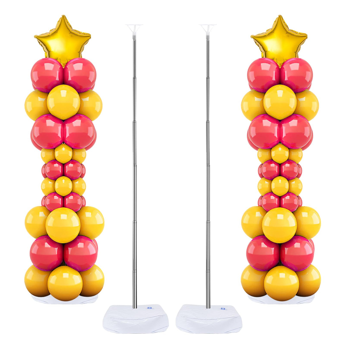 Balloon Column Stand Set of 2, 6.6ft Balloon Arch Stand Adjustable Balloon Column kit with Base Telescopic for Baby Shower Wedding Birthday Graduation Party Decorations (2)