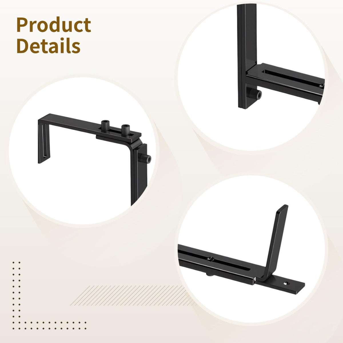 Railing Planter Holders, 4 Adjustable Brackets, Fits 2-7 in Rails, for 5.9-12.6 in Pots, Sturdy Iron, Rustproof