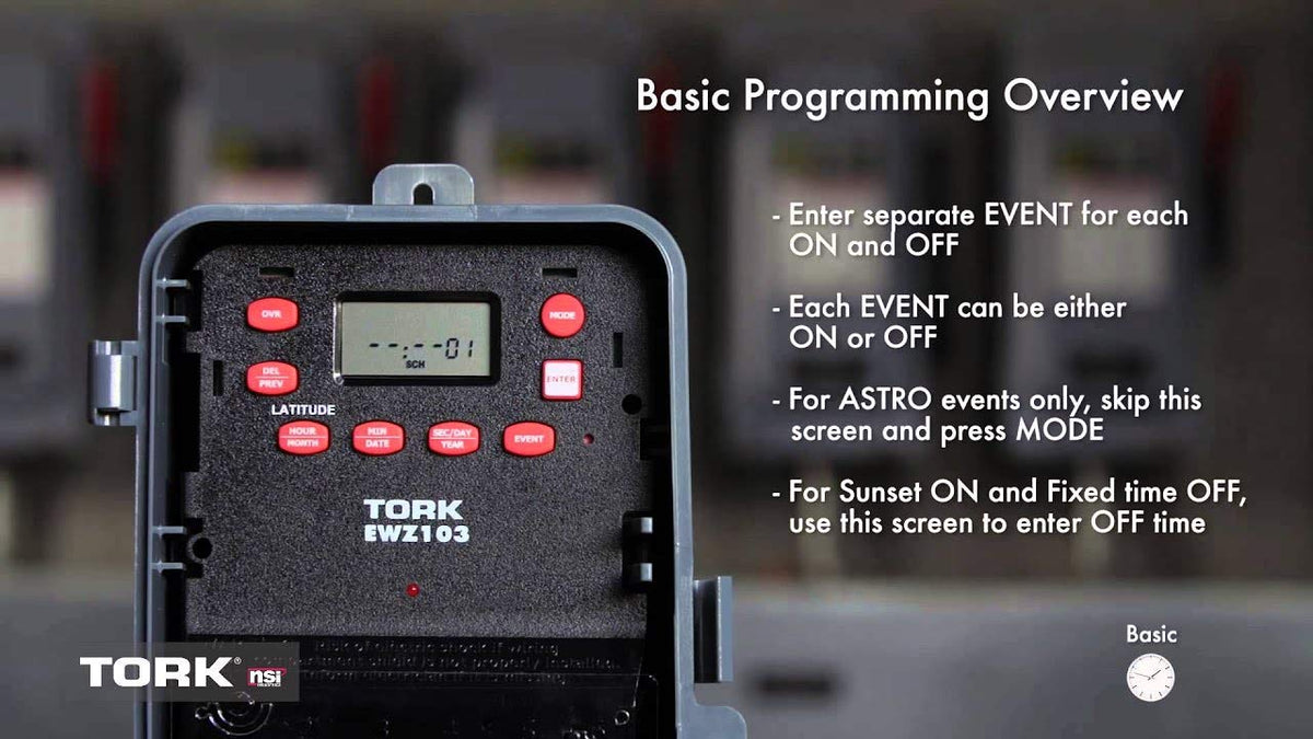 EWZ Series Multipurpose Control Astronomic 7 Day Time Switch, 120-277 VAC Input Supply, 1 Channel, DPST Output Dry Contact