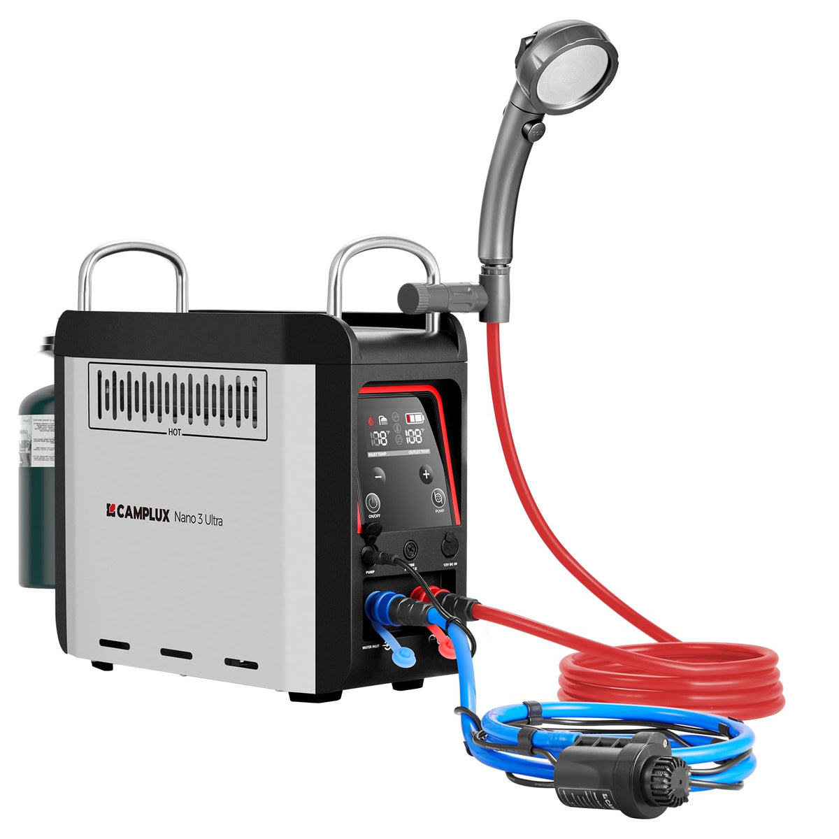 CAMPLUX Nano 3 Ultra, Constant Temperature Portable Propane Water Heater, Rechargeable Water Heater & Shower Pump, CSA Certified Safety, Propane Camping Shower, for RVs, Hiking, Fishing & Glamping