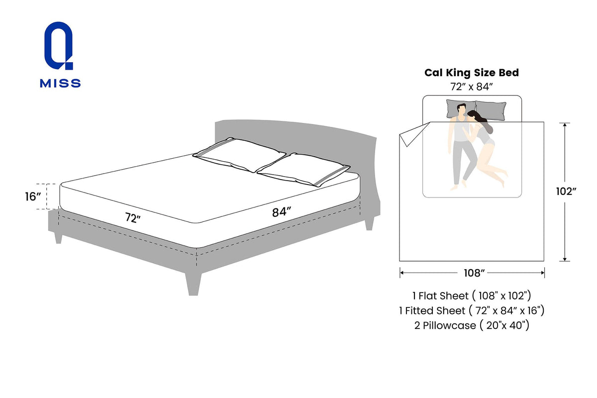 MISSQ California King Size Bed Sheets Set - Cooling, Extra Soft, Wrinkle & Fade Resistant, Hypoallergenic - 4 Piece Hotel Luxury Microfiber Sheets with 16 Inch Deep Pocket, Cal King, White