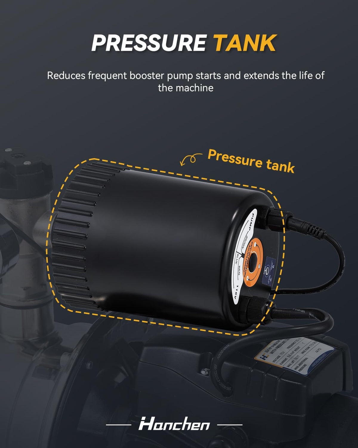 Hanchen 3/4 HP Shallow Well Pump with Pressure Tank, Automatic Booster System, Self-Priming Stainless Steel Jet Pump with Water Flow Switch Water Pressure Switch
