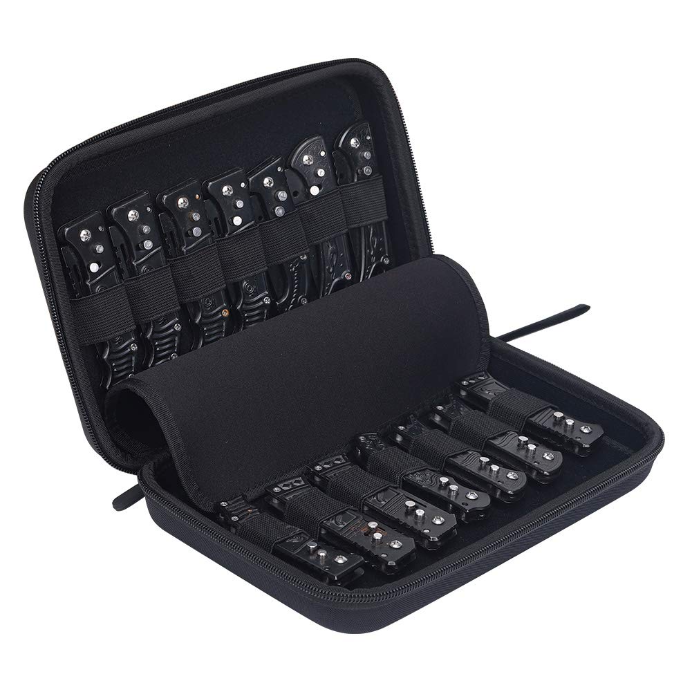 HERSENT Pocket Knife Display Case,Knife Storage Organizer,14 Slots Folding Knife Storage Case,Small Knife Collection Carrier Bag for Survival Tactical Outdoor EDC Mini Knife
