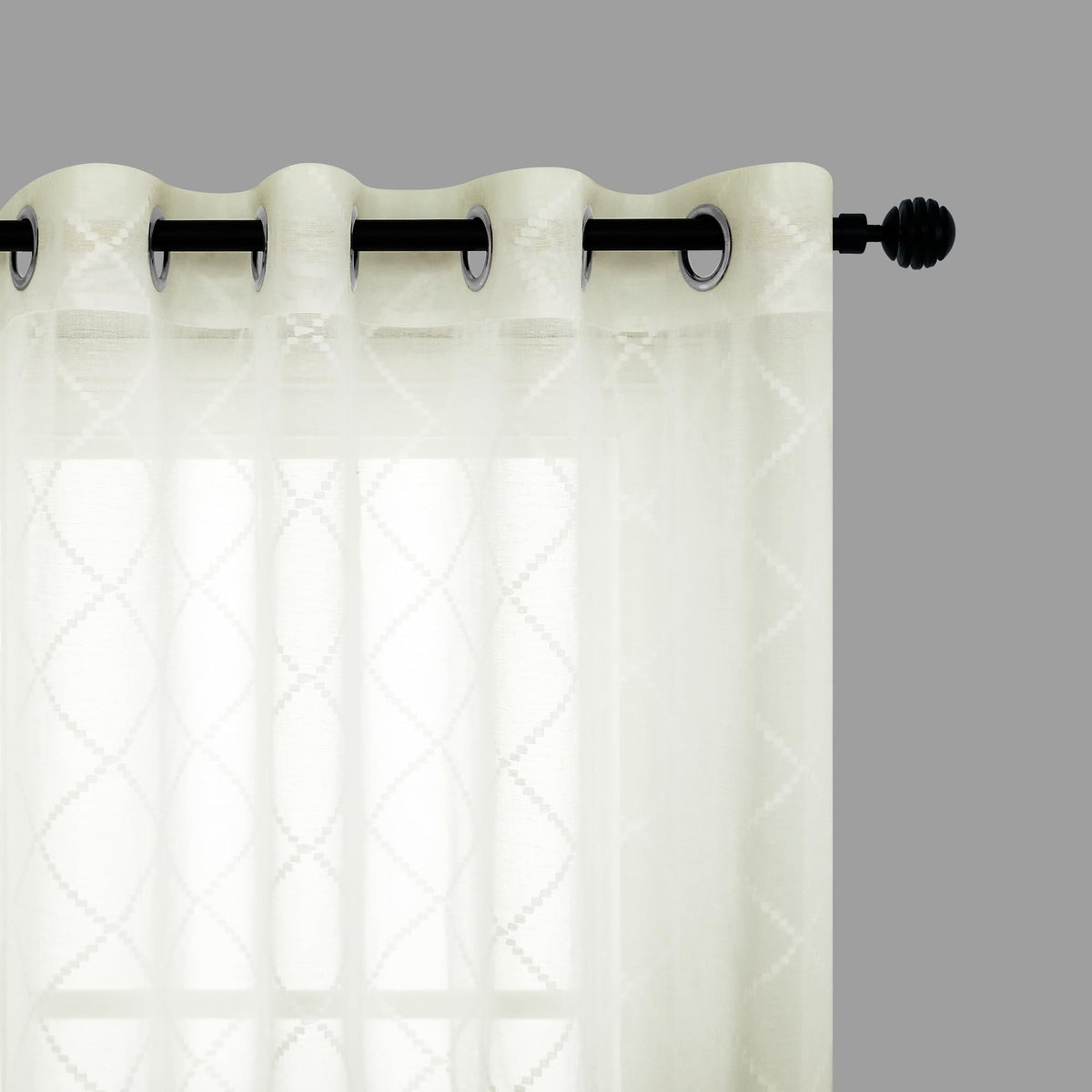 KOUFALL Cream Curtains with Pattern,Embroidered Lace Sheer Patterned Curtains for Living Room,84 Inches Long,Light Beige Ivory Off White