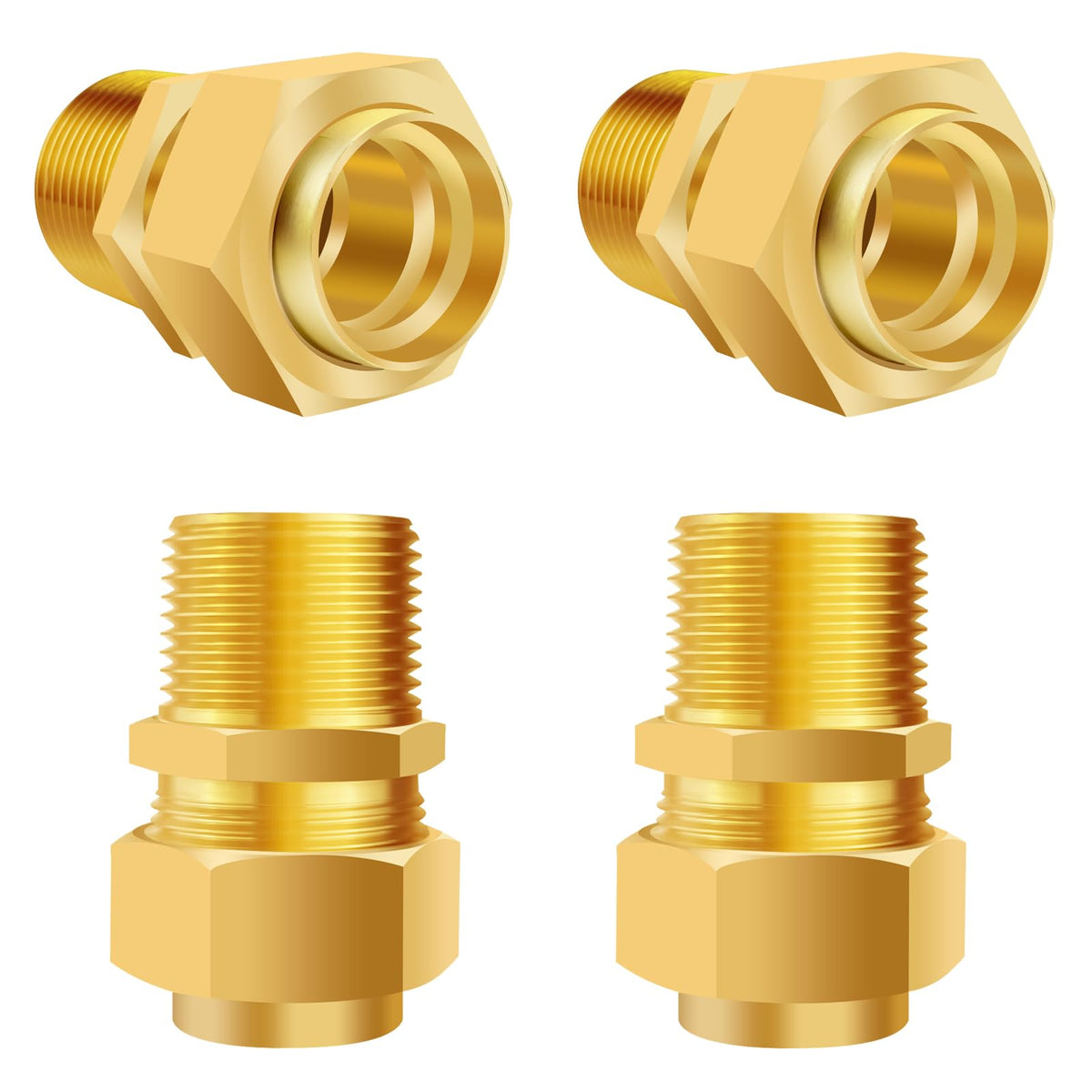 4 Pack 3/4'' CSST Male NPT Pipe Fitting Kit Brass Natural Gas Quick Connect Adapter Grill Propane Conversion Connector