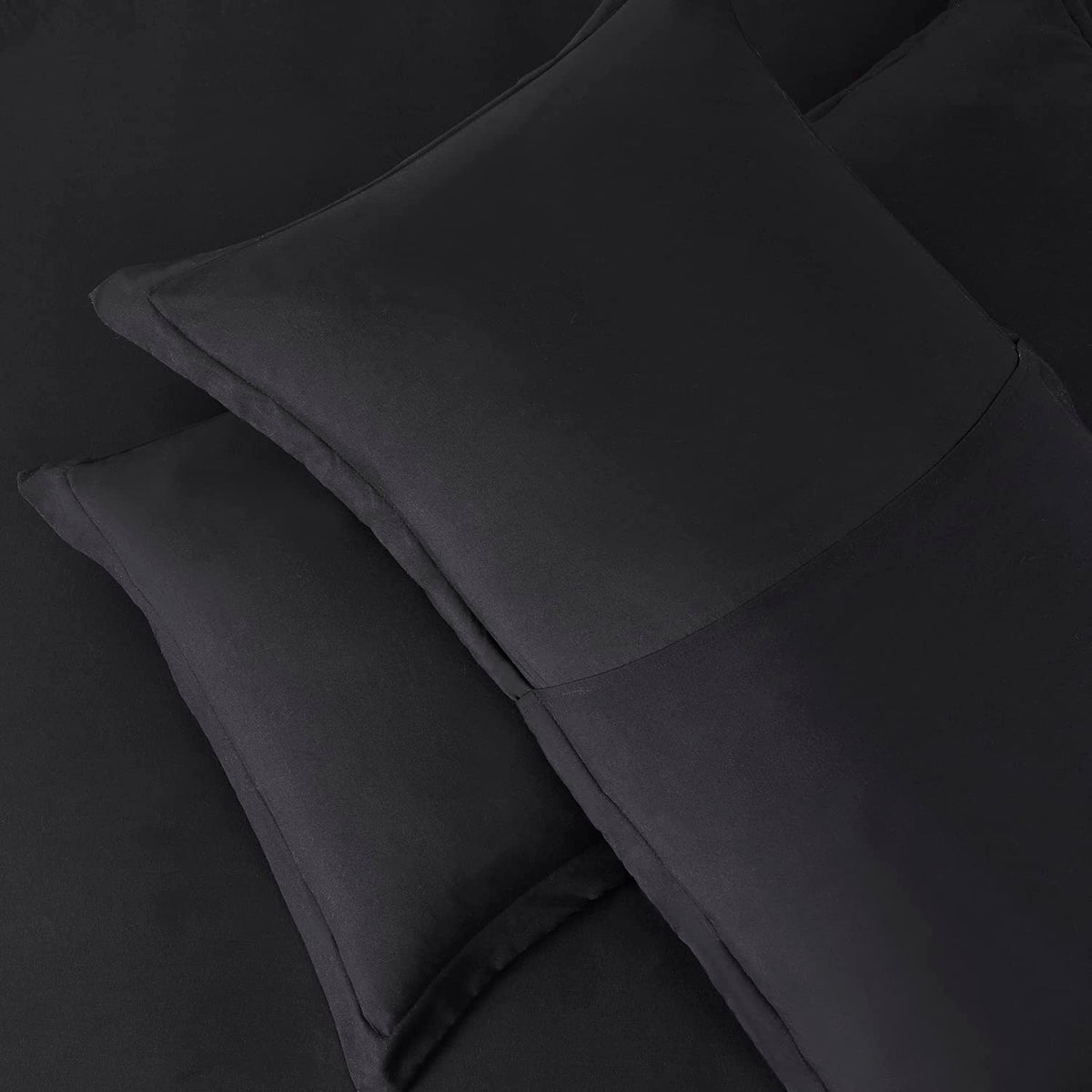 Hearth & Harbor Queen Size Duvet Cover & Bed Sheet Set Black, 7 Piece Soft Double Brushed Bedding Set, Includes Duvet Cover, Flat Sheet, Fitted Sheet, Pillowcases and Pillow Shams