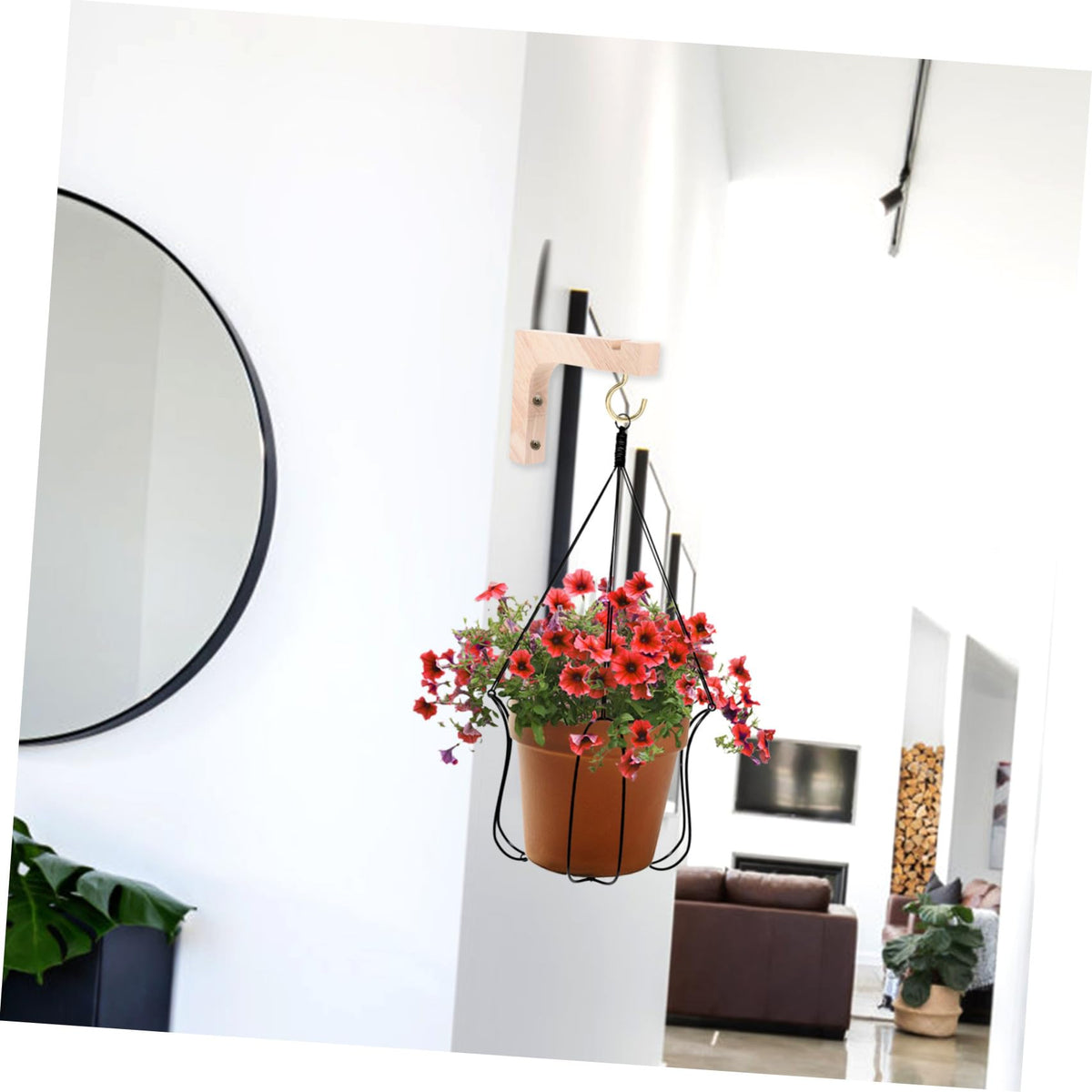 VICASKY Wooden Plant Hanger Hooks 2pcs Heavy-Duty Wall Mount Brackets for Hanging Indoor and Outdoor Flowerpots, Natural Wood Hanging Plant Stand for Garden and Home