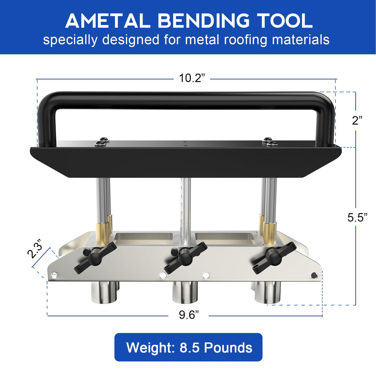 CINSEA Adjustable Rebar Bender with Three-Station Edge Roller Bender, Large Metal Bender with 0-90° Bending Angle, Adjustable from 5/8" to 4" Bends in 29 to 22-Gauge Steel