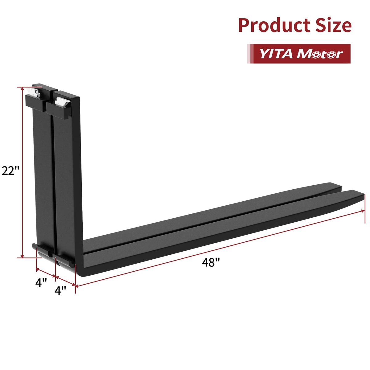 YITAMOTOR 48" Pallet Forks Forklift Blades, 4000lbs Universal Skid Steer Pallet Forks Attachment, Heavy Duty Quick Attach Forklift Blades for Kubota Bobcat Skid Steer Loaders Tractors, 2 Packs