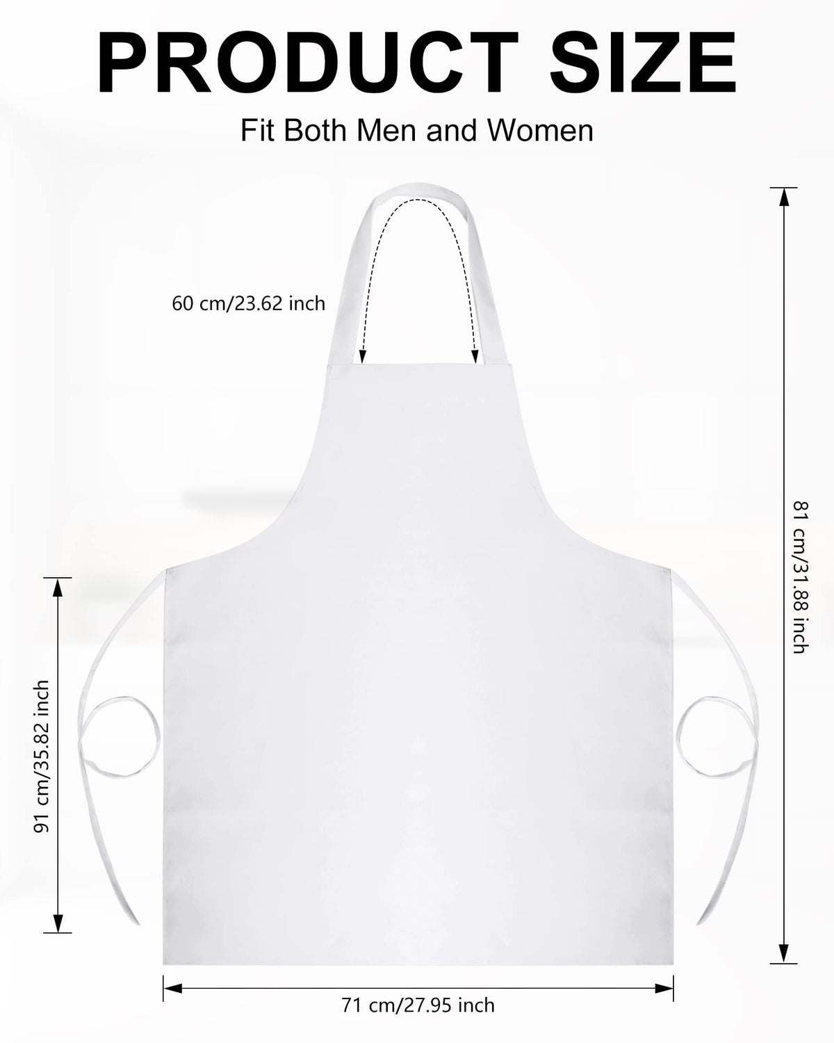 Foaincore 36 Pack Bib Aprons Bulk Plain Aprons for Man Woman Adult Unisex Apron Machine Washable Adjustable Bib Apron (White)