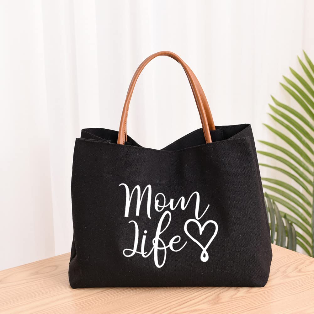 kifasyo Mom Mama Bag Mother Gifts Momlife Tote for Hospital, Shopping, Beach, Travel