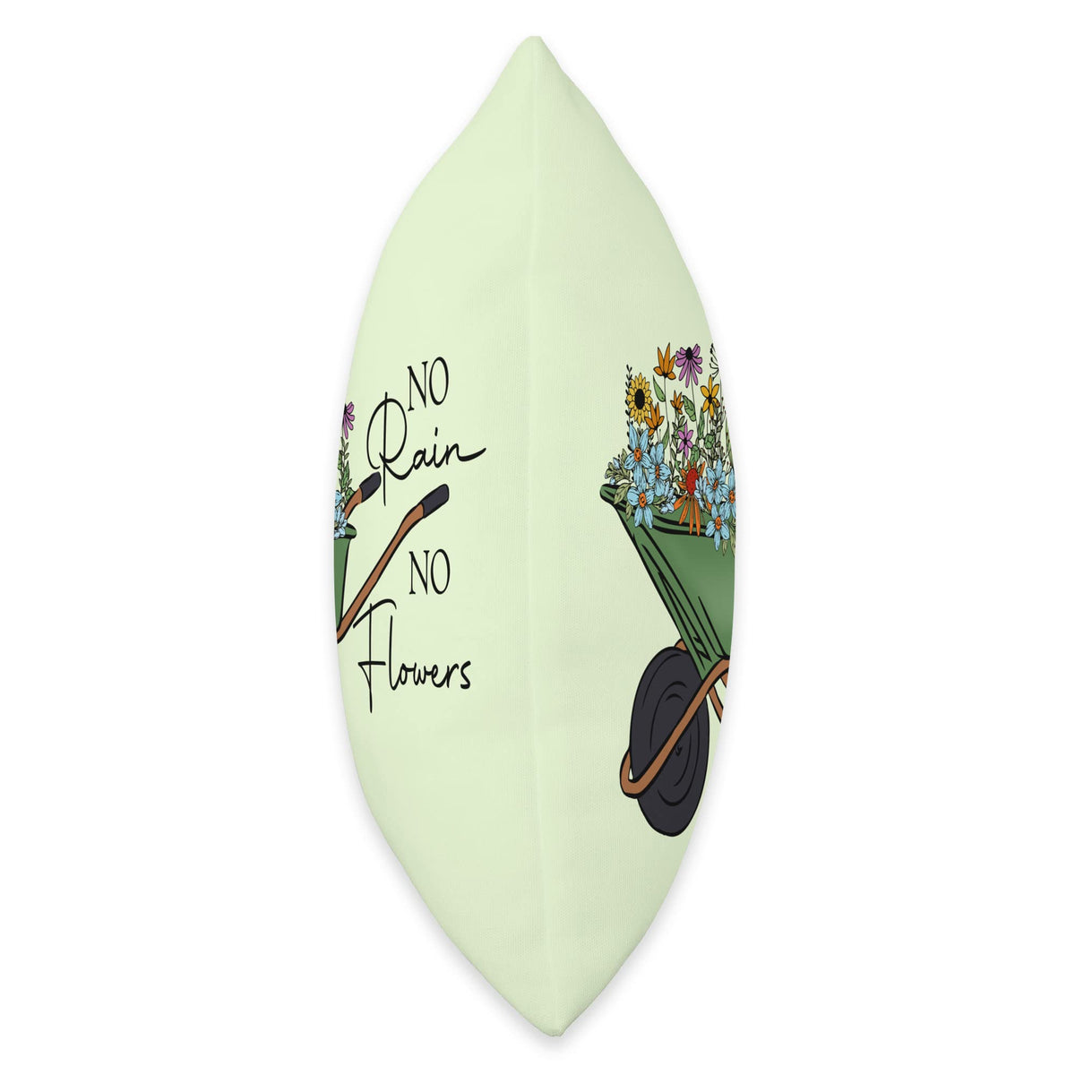 No Rain No Flowers Wildflower Garden Wheelbarrow Throw Pillow